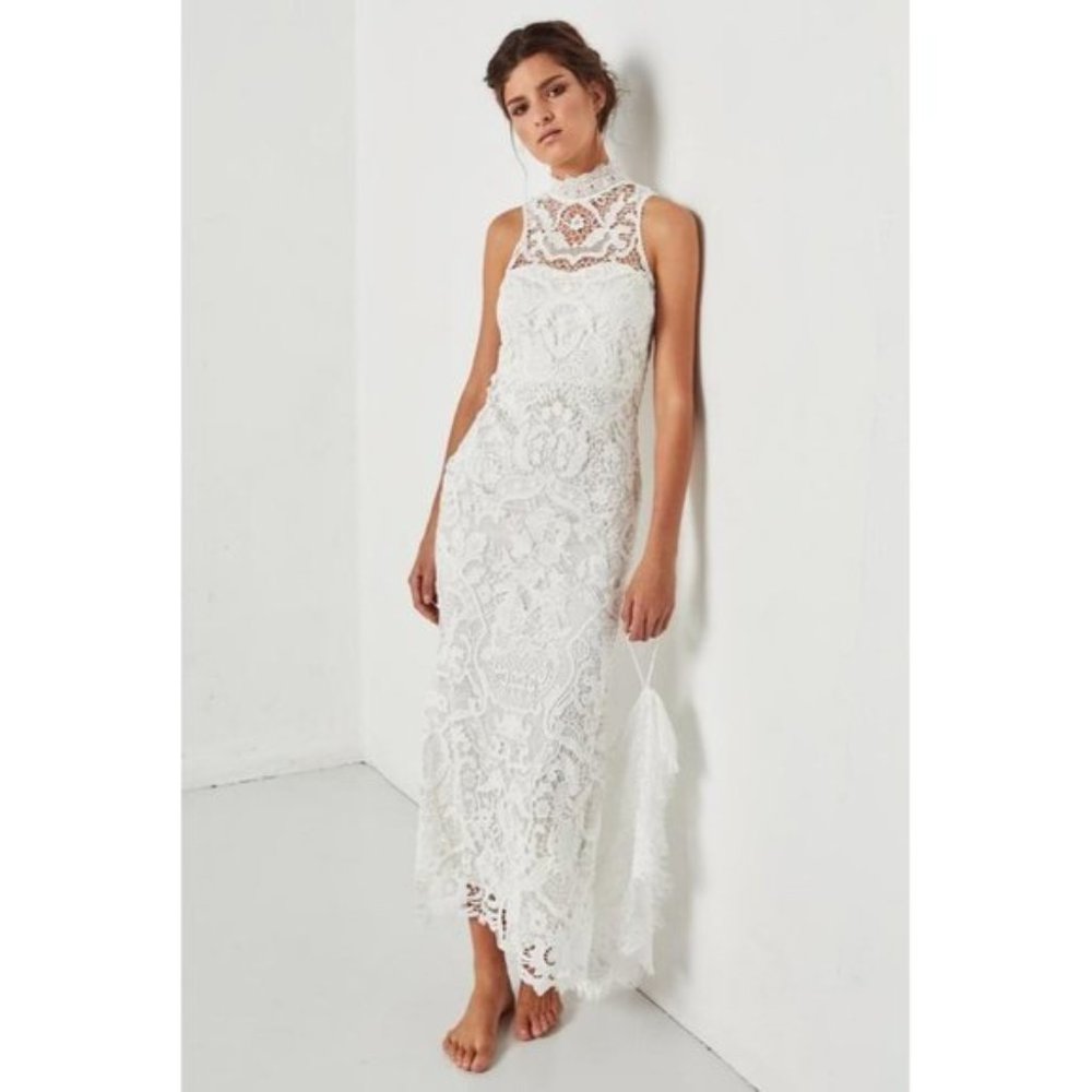 SPELL Bride Lace Off White Boho Wedding Gown XS Elope Beach Edie Flaws $1200
